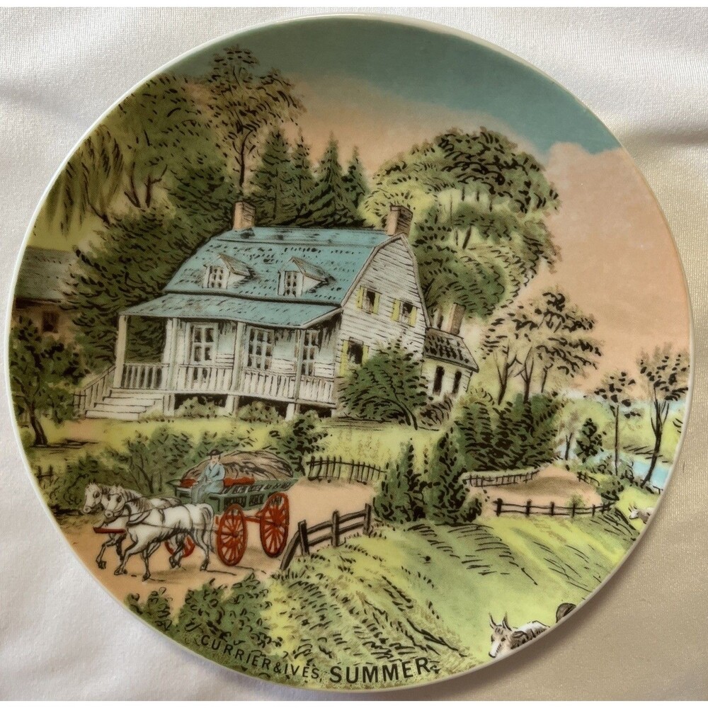 Currier and Ives Set Of 4 Seasons Plates Decorative Wall Plates 6.5 Inch Vintage - Picture 4 of 10